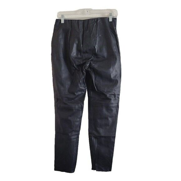 Zara Faux Leather High Rise Zipper Ankle Black Pants Women Size L - Picture 4 of 8
